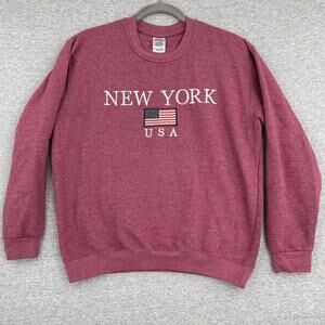 New York Sweatshirt Womens Medium Maroon Pullover Long Sleeve Walli USA